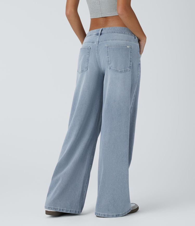 ColaFlex™ Low X - Jean a vita bassa con chiusura a bottone e zip, tasche multiple a gamba larga