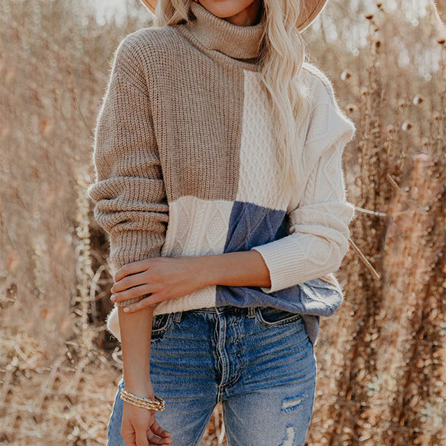 Maglione largo con colore a contrasto