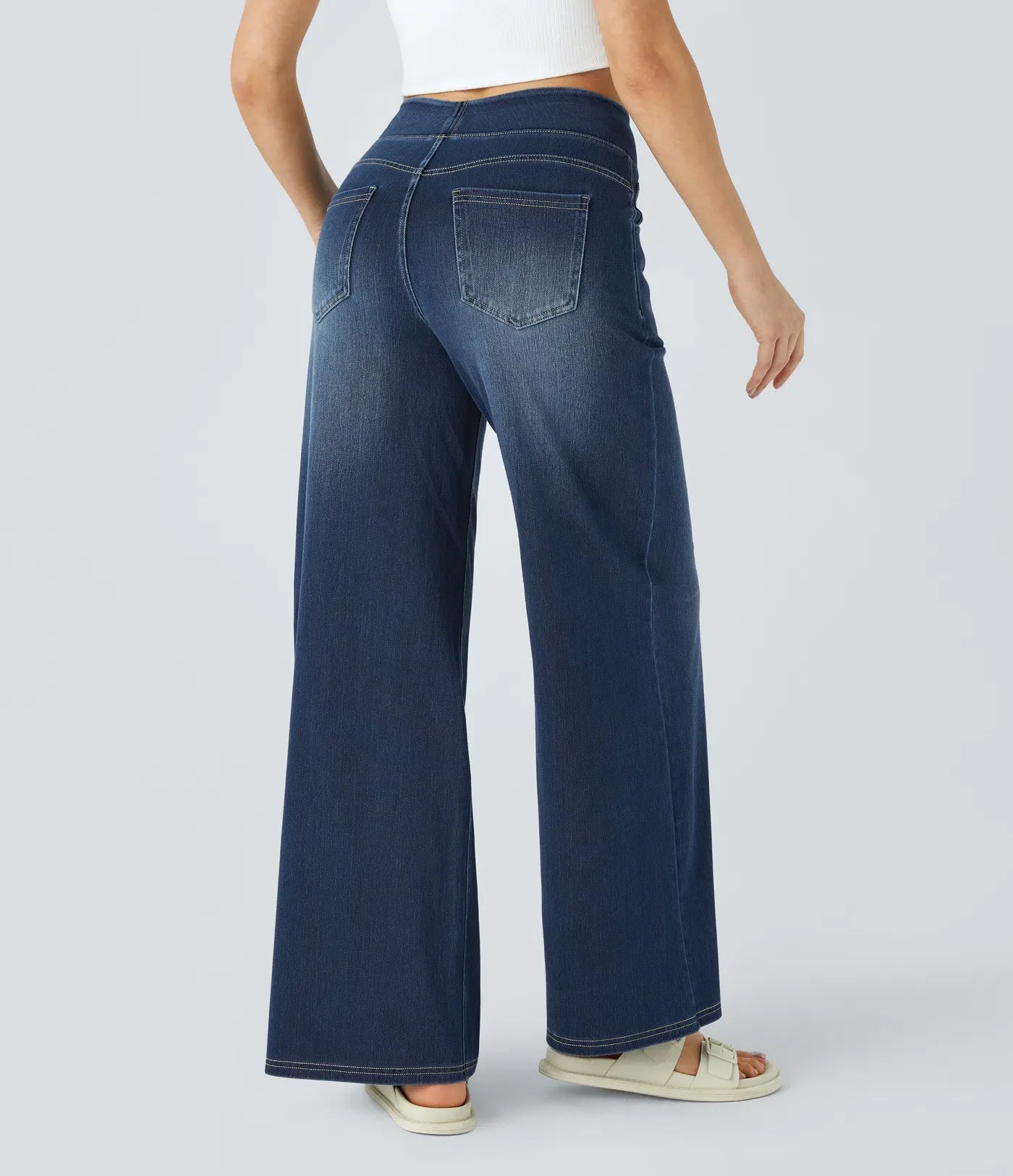 ColaFlex™ Jeans casual con vita alta, tasche multiple e gamba larga